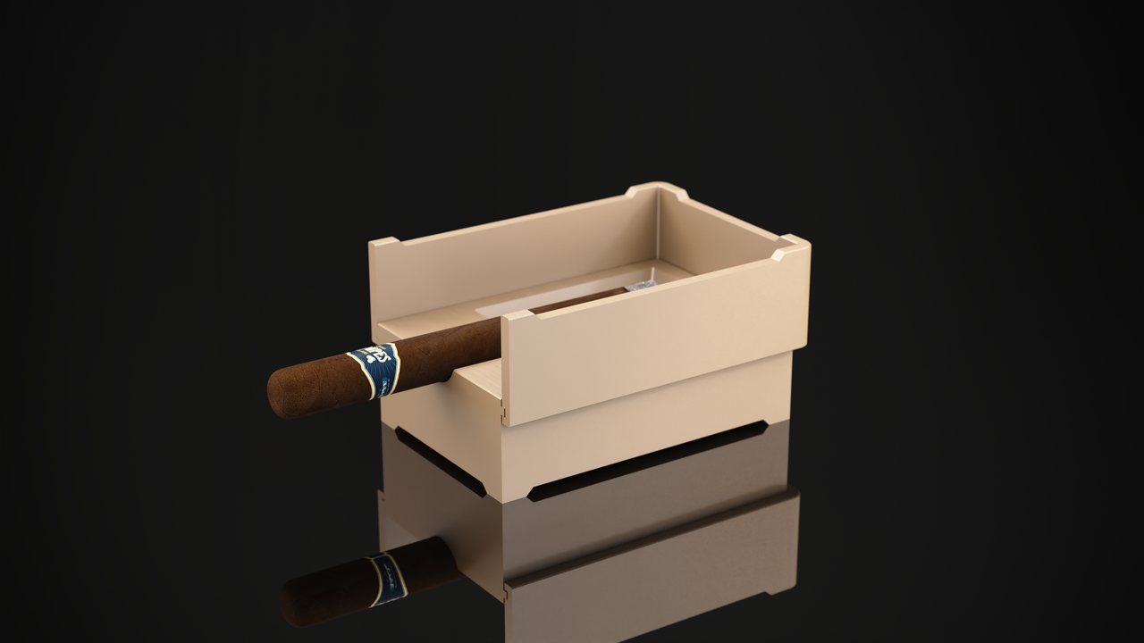 Fortress in ivory with the wind guard raised, reflected on a dark surface