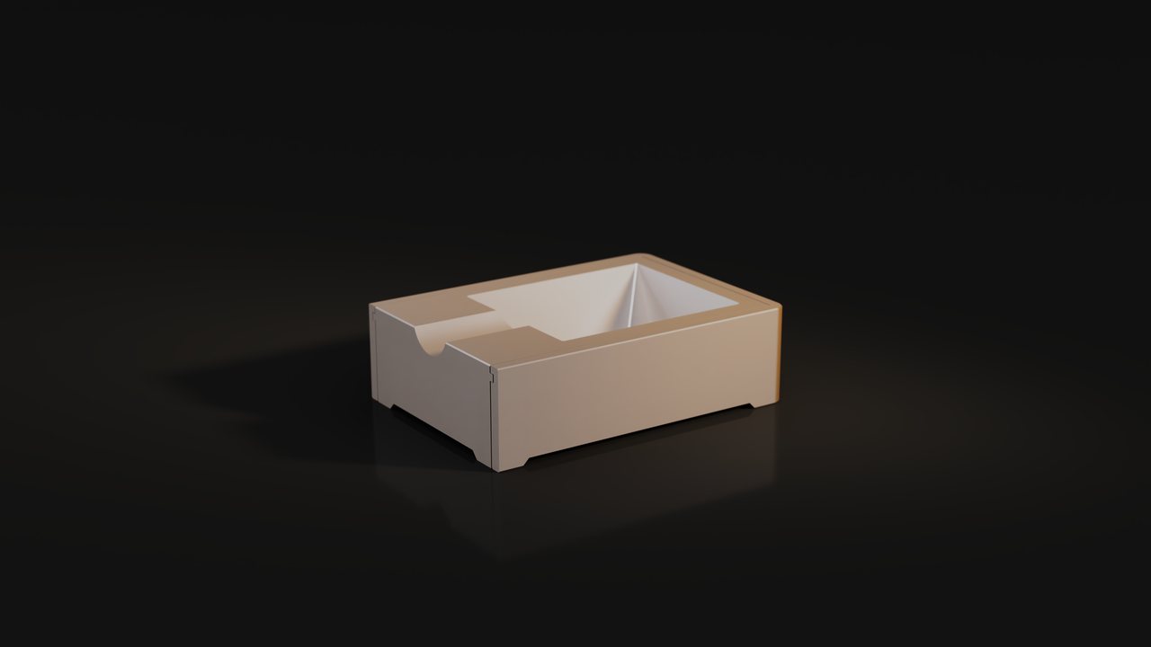 Fortress in ivory with the guard lifted away, the open tray alone